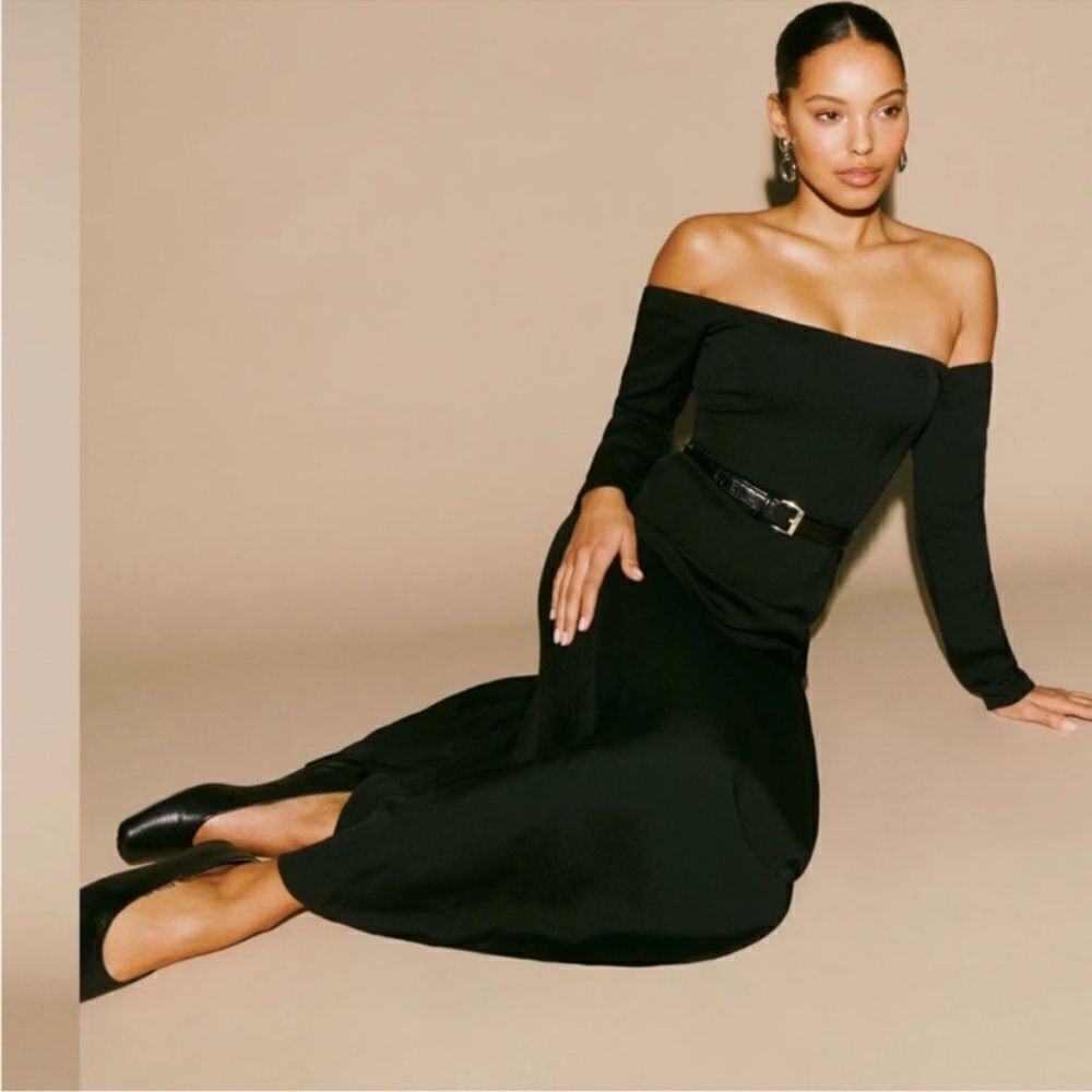 NWT Reformation Ballari Maxi Black Dress Long Sleeve Size 4
